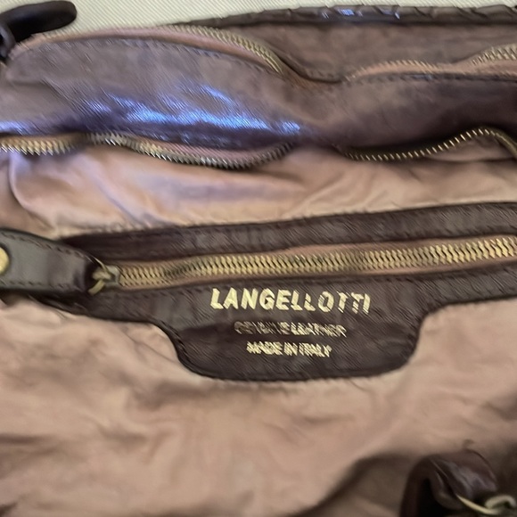 Genuine brown leather Langellotti handbag purse - Picture 2 of 5